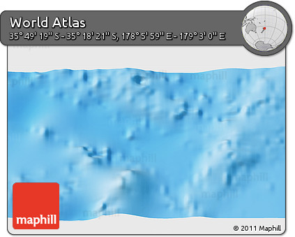 Physical 3D Map of the Area around 35° 33' 50" S, 178° 34' 29" E