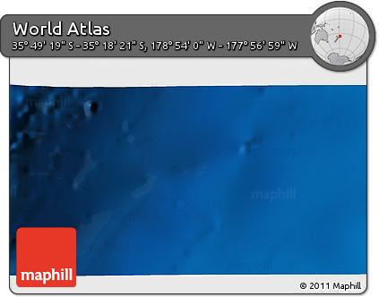 Physical 3D Map of the Area around 35° 33' 50" S, 178° 25' 30" W