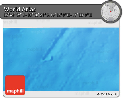Physical 3D Map of the Area around 35° 33' 50" S, 17° 4' 30" E
