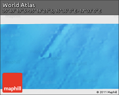 Physical 3D Map of the Area around 35° 33' 50" S, 17° 4' 30" E