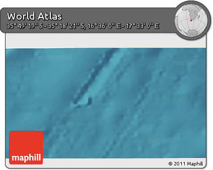 Satellite 3D Map of the Area around 35° 33' 50" S, 17° 4' 30" E