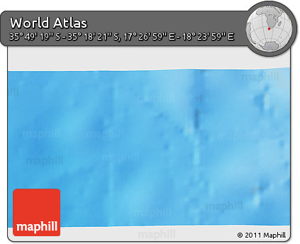 Physical 3D Map of the Area around 35° 33' 50" S, 17° 55' 29" E