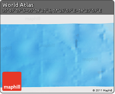 Physical 3D Map of the Area around 35° 33' 50" S, 17° 55' 29" E
