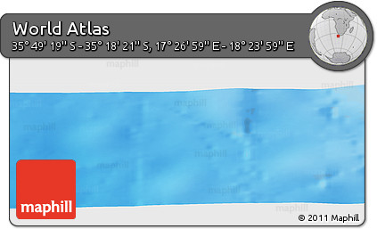 Shaded Relief Panoramic Map of the Area around 35° 33' 50" S, 17° 55' 29" E