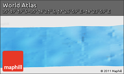 Shaded Relief Panoramic Map of the Area around 35° 33' 50" S, 17° 55' 29" E