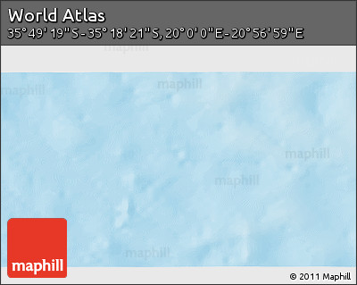 Physical 3D Map of the Area around 35° 33' 50" S, 20° 28' 30" E