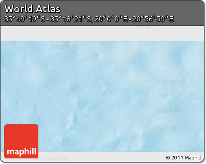 Physical 3D Map of the Area around 35° 33' 50" S, 20° 28' 30" E