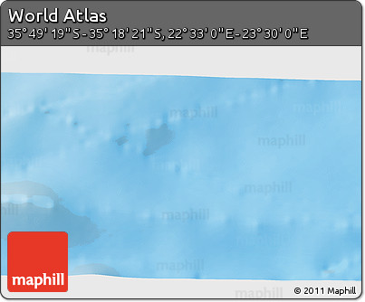 Physical 3D Map of the Area around 35° 33' 50" S, 23° 1' 29" E