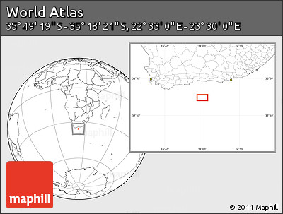 Blank Location Map of the Area around 35° 33' 50" S, 23° 1' 29" E