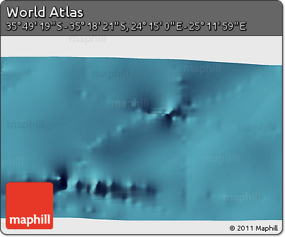 Satellite 3D Map of the Area around 35° 33' 50" S, 24° 43' 30" E
