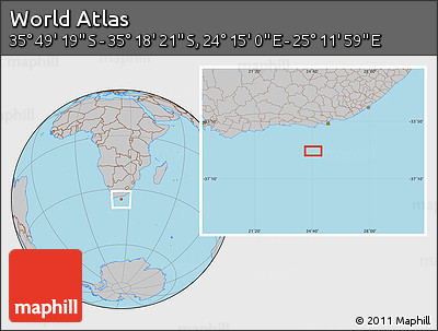 Gray Location Map of the Area around 35° 33' 50" S, 24° 43' 30" E