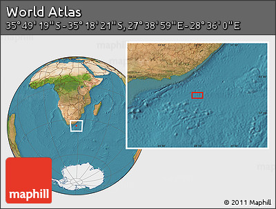 Satellite Location Map of the Area around 35° 33' 50" S, 28° 7' 30" E