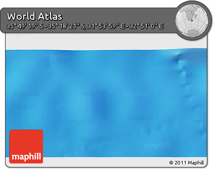 Physical 3D Map of the Area around 35° 33' 50" S, 32° 22' 30" E