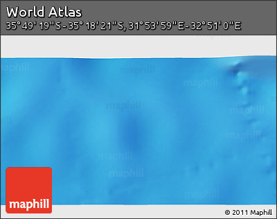 Physical 3D Map of the Area around 35° 33' 50" S, 32° 22' 30" E