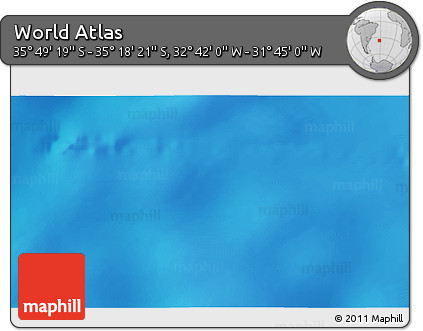 Physical 3D Map of the Area around 35° 33' 50" S, 32° 13' 30" W