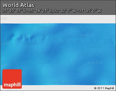 Physical 3D Map of the Area around 35° 33' 50" S, 32° 13' 30" W