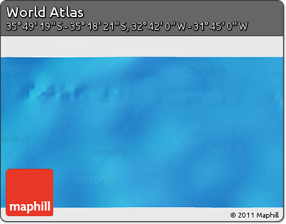 Physical 3D Map of the Area around 35° 33' 50" S, 32° 13' 30" W