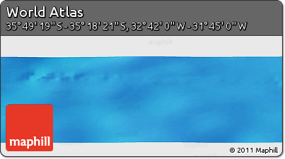 Shaded Relief Panoramic Map of the Area around 35° 33' 50" S, 32° 13' 30" W