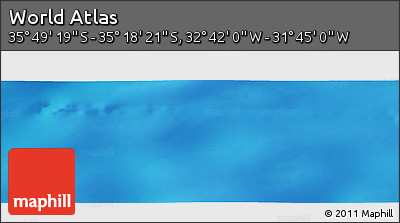 Shaded Relief Panoramic Map of the Area around 35° 33' 50" S, 32° 13' 30" W