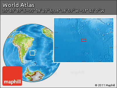 Physical Location Map of the Area around 35° 33' 50" S, 38° 10' 29" W