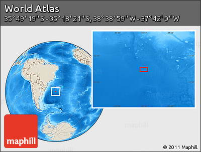 Shaded Relief Location Map of the Area around 35° 33' 50" S, 38° 10' 29" W