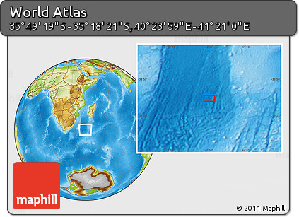 Physical Location Map of the Area around 35° 33' 50" S, 40° 52' 30" E