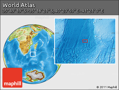 Physical Location Map of the Area around 35° 33' 50" S, 40° 52' 30" E
