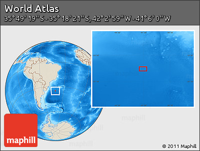 Shaded Relief Location Map of the Area around 35° 33' 50" S, 41° 34' 30" W