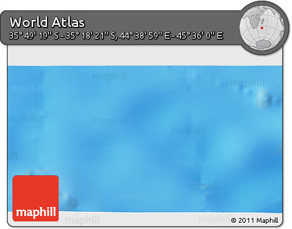 Physical 3D Map of the Area around 35° 33' 50" S, 45° 7' 30" E