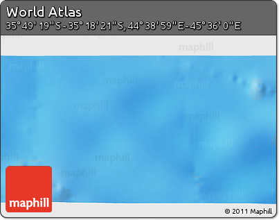 Physical 3D Map of the Area around 35° 33' 50" S, 45° 7' 30" E