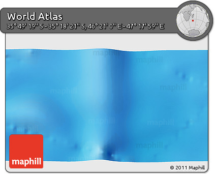 Physical 3D Map of the Area around 35° 33' 50" S, 46° 49' 30" E