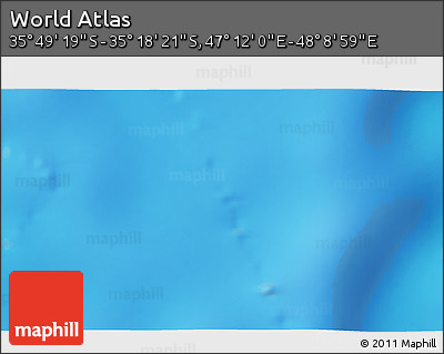 Physical 3D Map of the Area around 35° 33' 50" S, 47° 40' 29" E