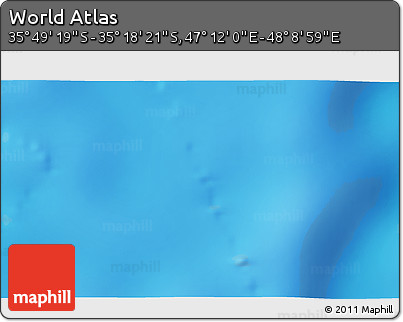 Physical 3D Map of the Area around 35° 33' 50" S, 47° 40' 29" E