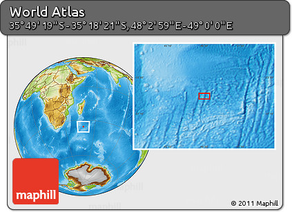 Physical Location Map of the Area around 35° 33' 50" S, 48° 31' 29" E