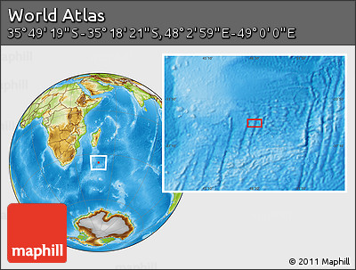 Physical Location Map of the Area around 35° 33' 50" S, 48° 31' 29" E