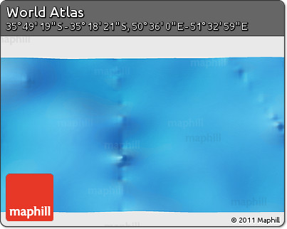 Physical 3D Map of the Area around 35° 33' 50" S, 51° 4' 30" E