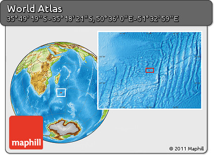 Physical Location Map of the Area around 35° 33' 50" S, 51° 4' 30" E