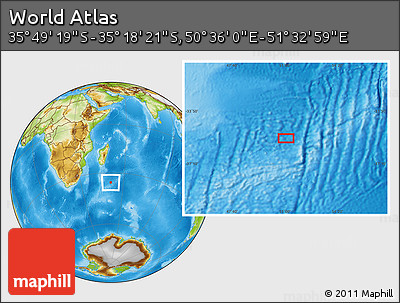 Physical Location Map of the Area around 35° 33' 50" S, 51° 4' 30" E