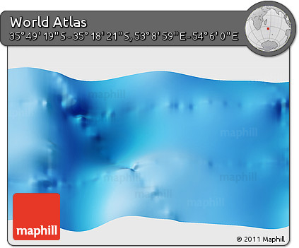 Physical 3D Map of the Area around 35° 33' 50" S, 53° 37' 30" E