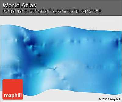 Physical 3D Map of the Area around 35° 33' 50" S, 53° 37' 30" E