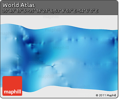Physical 3D Map of the Area around 35° 33' 50" S, 53° 37' 30" E