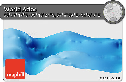 Physical Panoramic Map of the Area around 35° 33' 50" S, 53° 37' 30" E