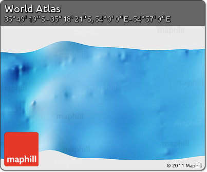 Physical 3D Map of the Area around 35° 33' 50" S, 54° 28' 30" E
