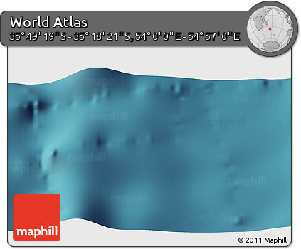 Satellite 3D Map of the Area around 35° 33' 50" S, 54° 28' 30" E