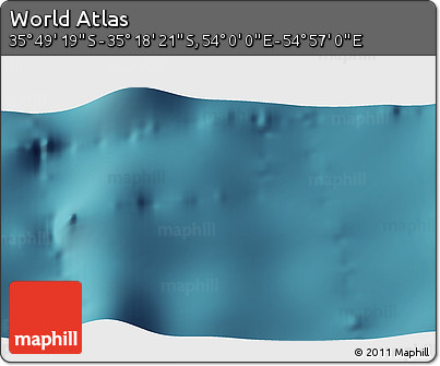 Satellite 3D Map of the Area around 35° 33' 50" S, 54° 28' 30" E