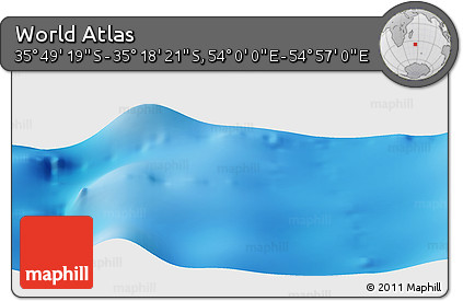 Physical Panoramic Map of the Area around 35° 33' 50" S, 54° 28' 30" E