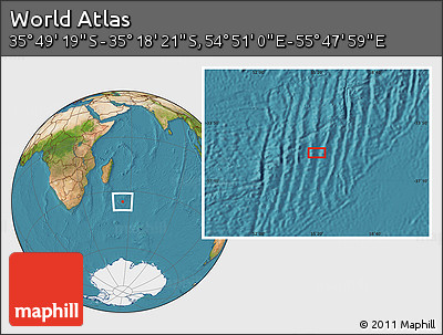 Satellite Location Map of the Area around 35° 33' 50" S, 55° 19' 30" E