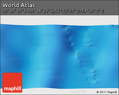 Physical 3D Map of the Area around 35° 33' 50" S, 57° 1' 29" E
