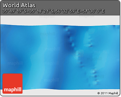 Physical 3D Map of the Area around 35° 33' 50" S, 57° 1' 29" E