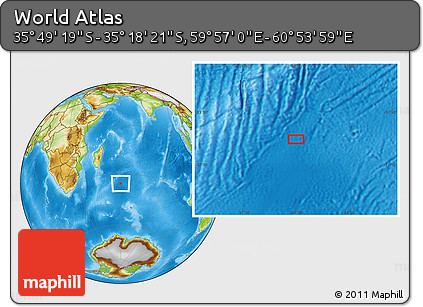 Physical Location Map of the Area around 35° 33' 50" S, 60° 25' 29" E